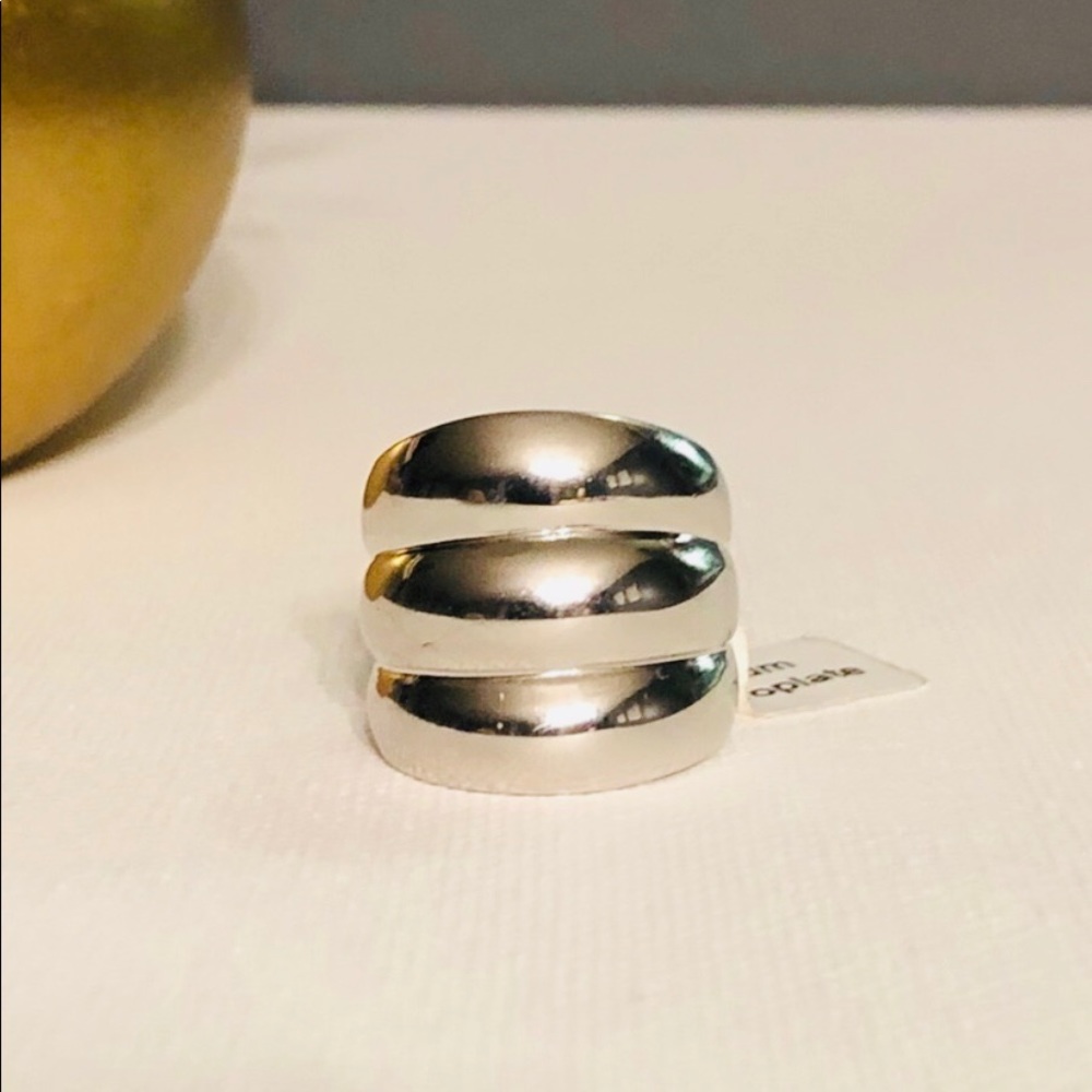 New Trendy Silver Rhodium Ring